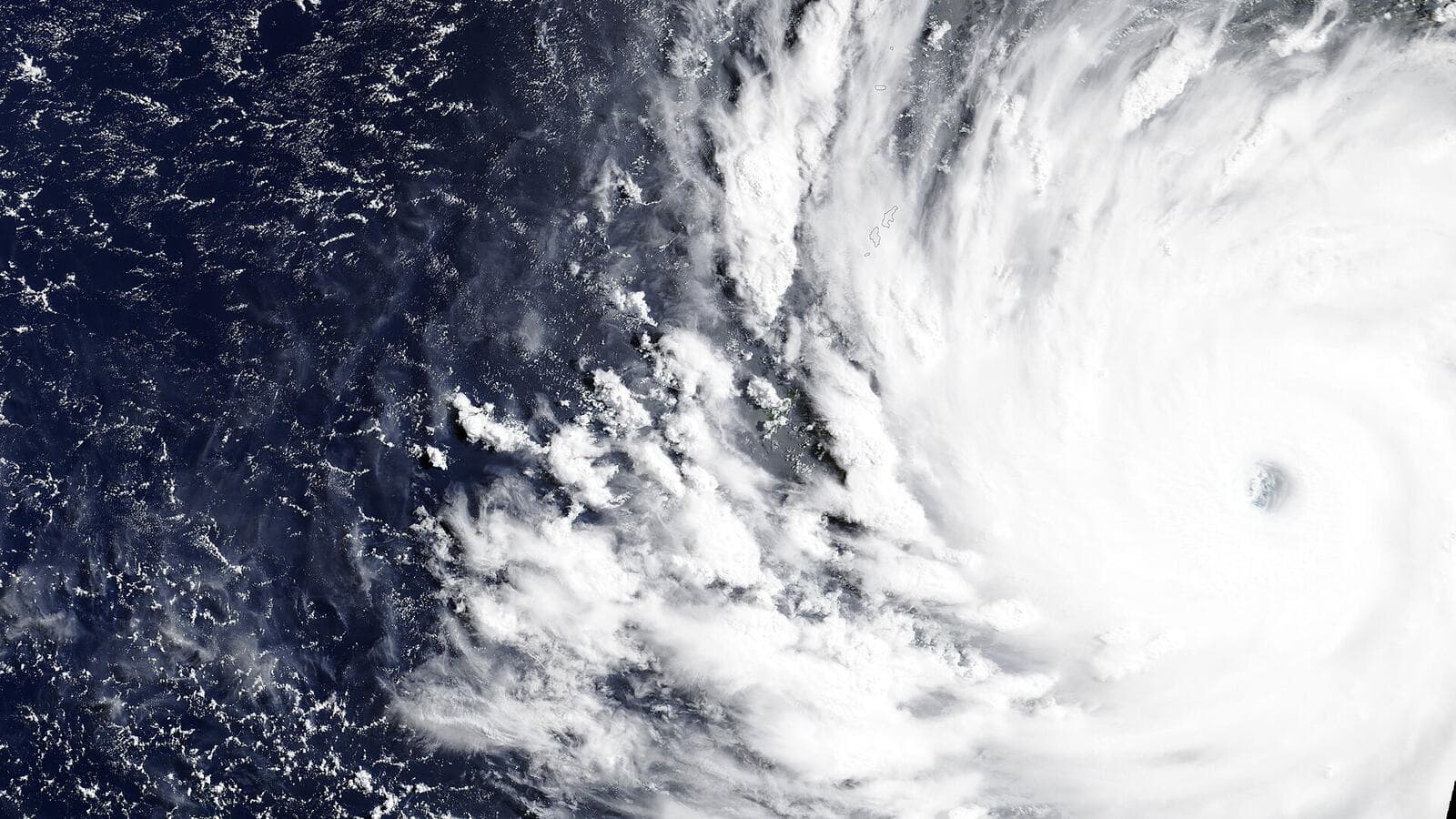 Satellite image of Super Typhoon Bavi approaching Guam and the Northern Mariana Islands, July 5, 2026